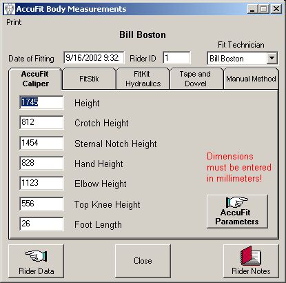 Accufit Designer Body Measurements
